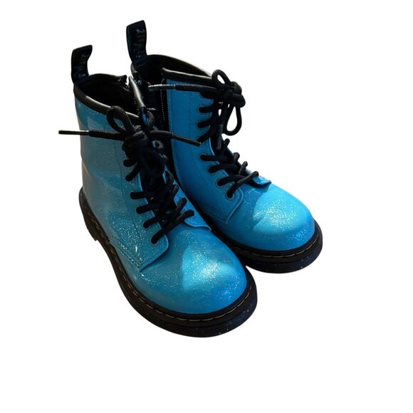 Dr. Martens Other - Dr. Martens Kids Blue Glitter Combat Boots With Black Laces  - Youth 12